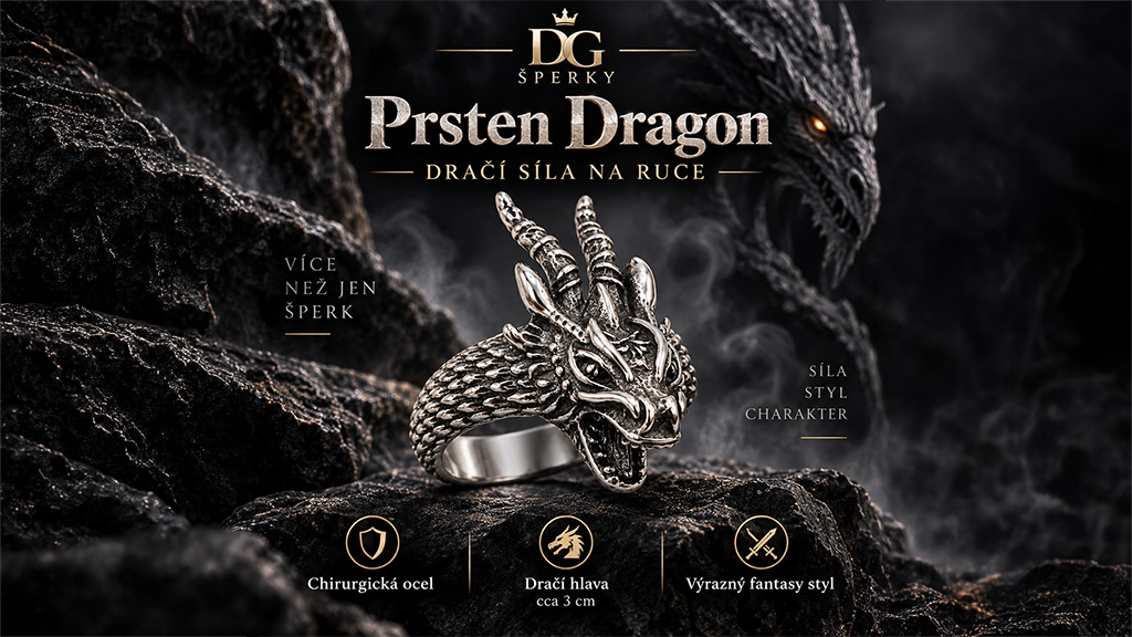 Dragon – pánský mohutný ocelový prsten s dračí hlavou (5)